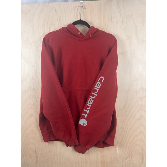 Carhartt Original Fit Red Pullover Hoodie Sweatshirt Size Large - Picture 2 of 12